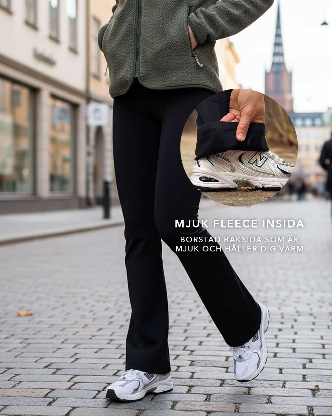 Warm flared tights Black