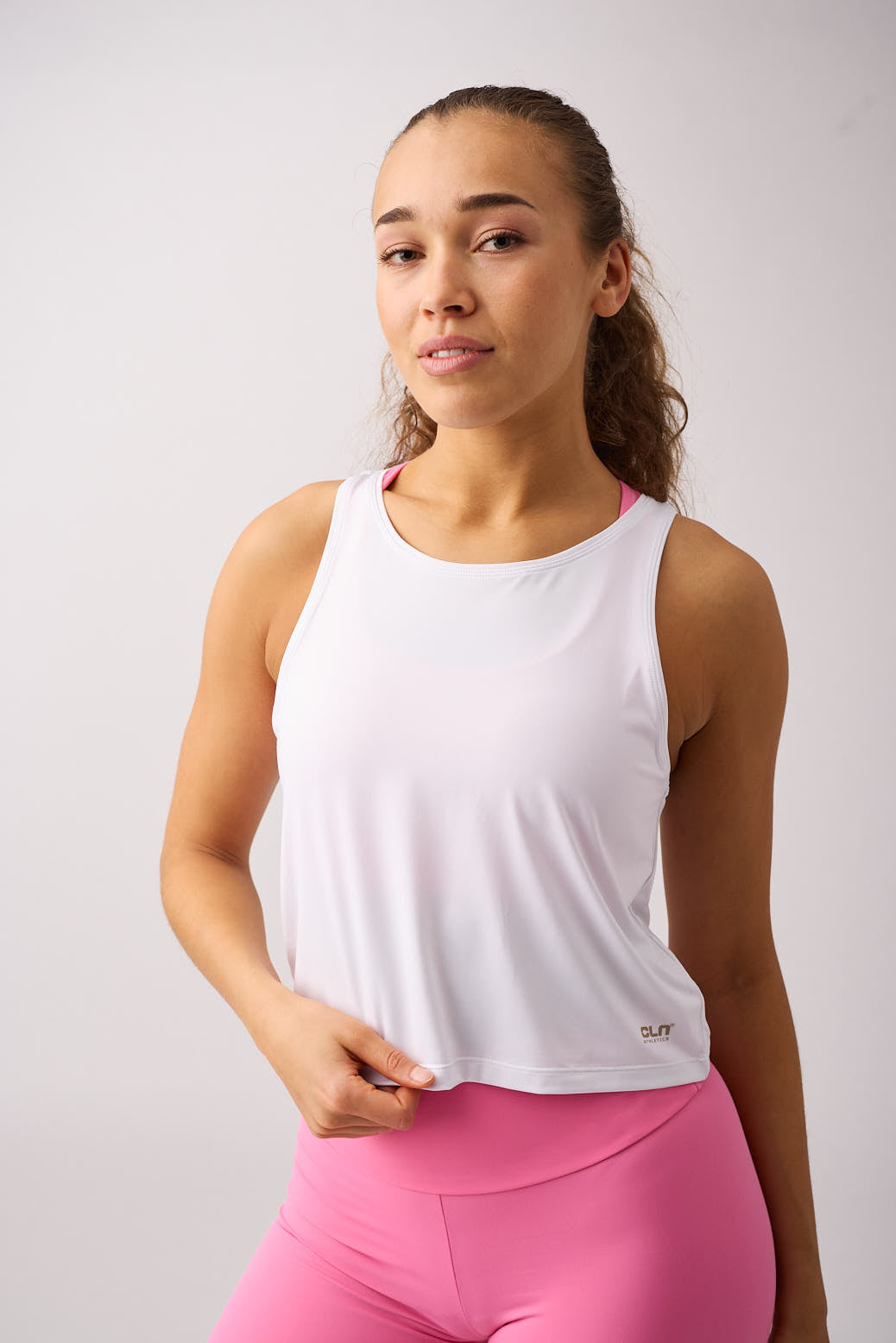 Lunar cropped tank White