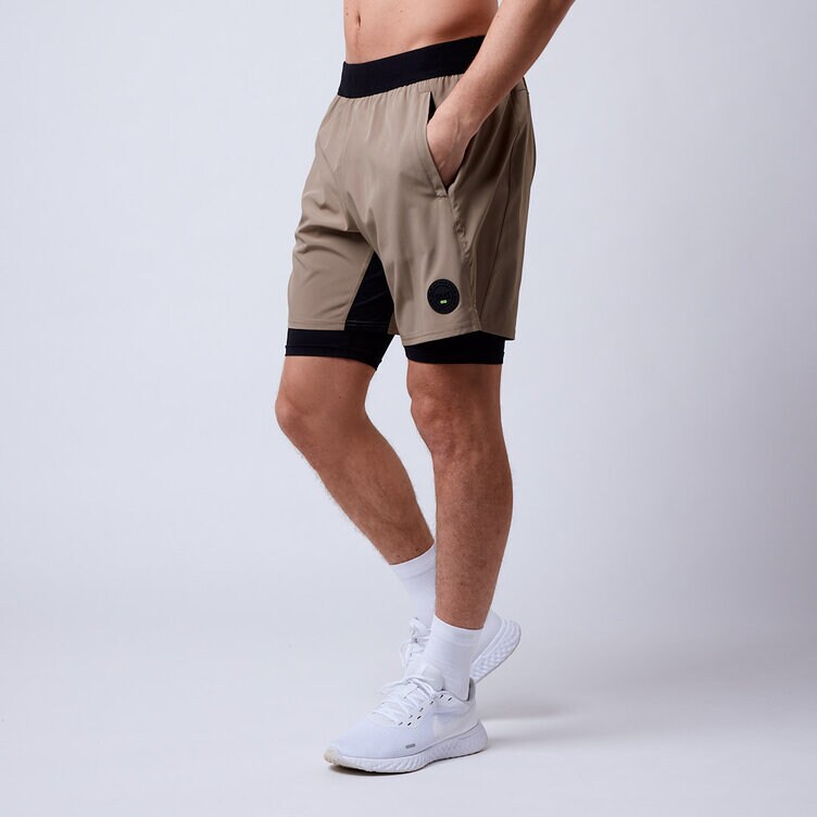 CLN Athletics 2-in-1 shorts träning Beige Herr Rep 2 in 1 shorts Dark khaki
