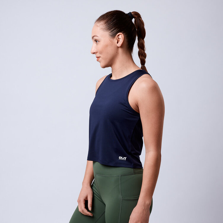 CLN Athletics Croppat träningslinne Blå Dam Lunar cropped tank Night blue