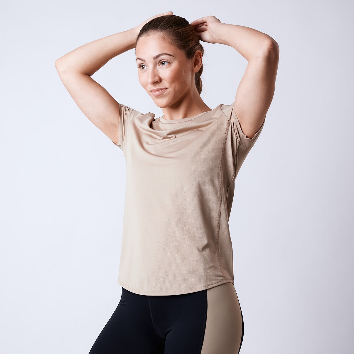 Feather mesh t-shirt Beige