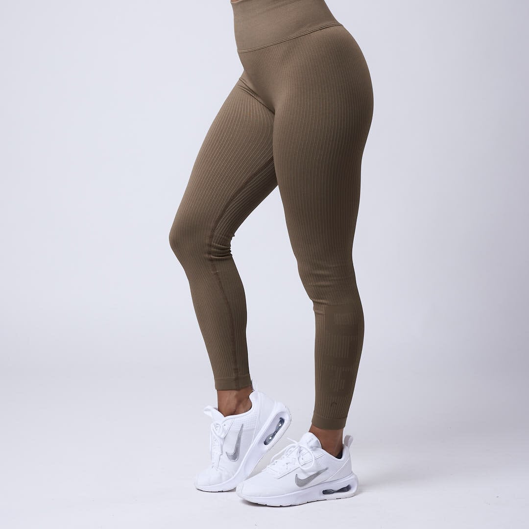 Luma ribbed seamless tights Stone