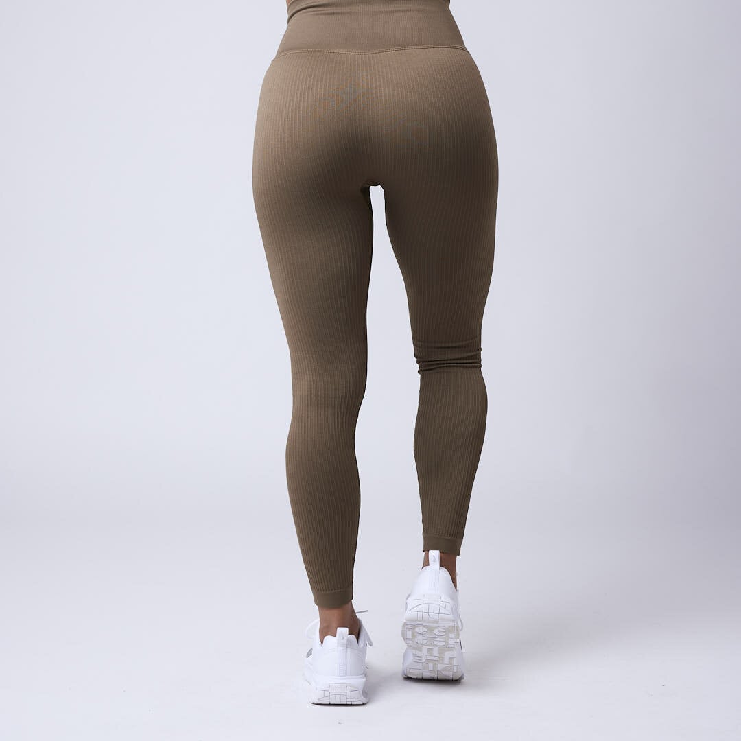 Luma ribbed seamless tights Stone