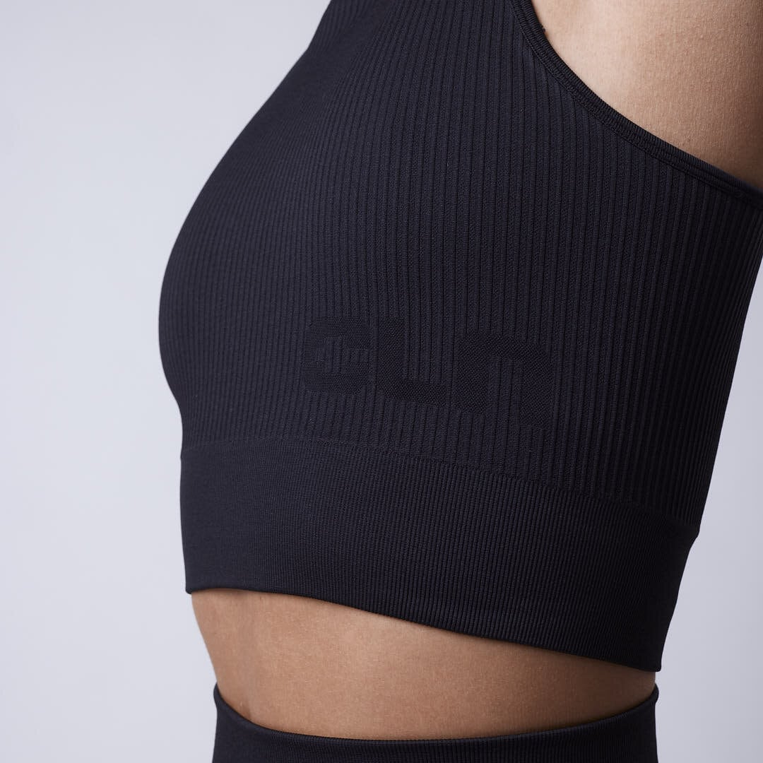 Siri ribbed seamless top Black