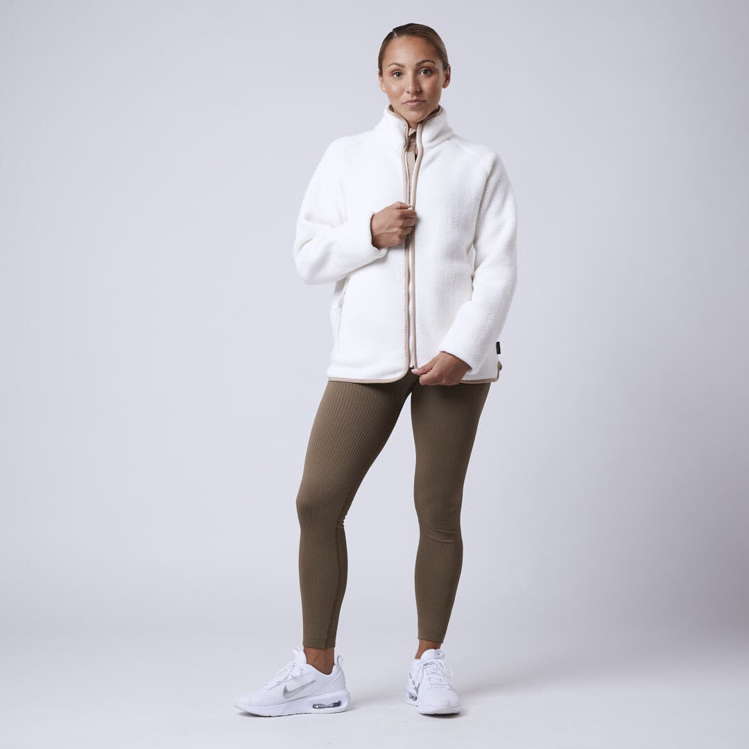 Line fleece jacket White