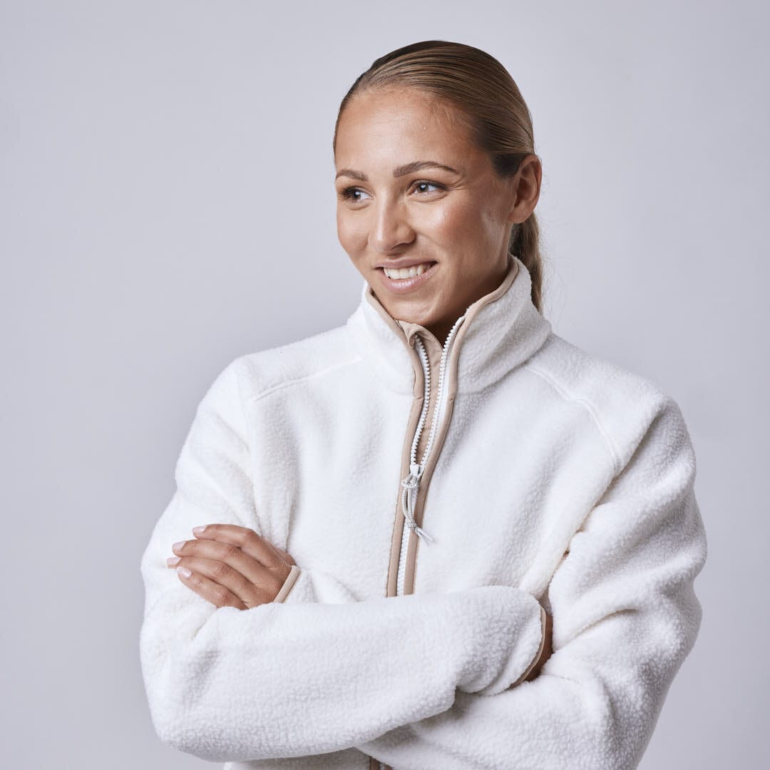 Line fleece jacket White