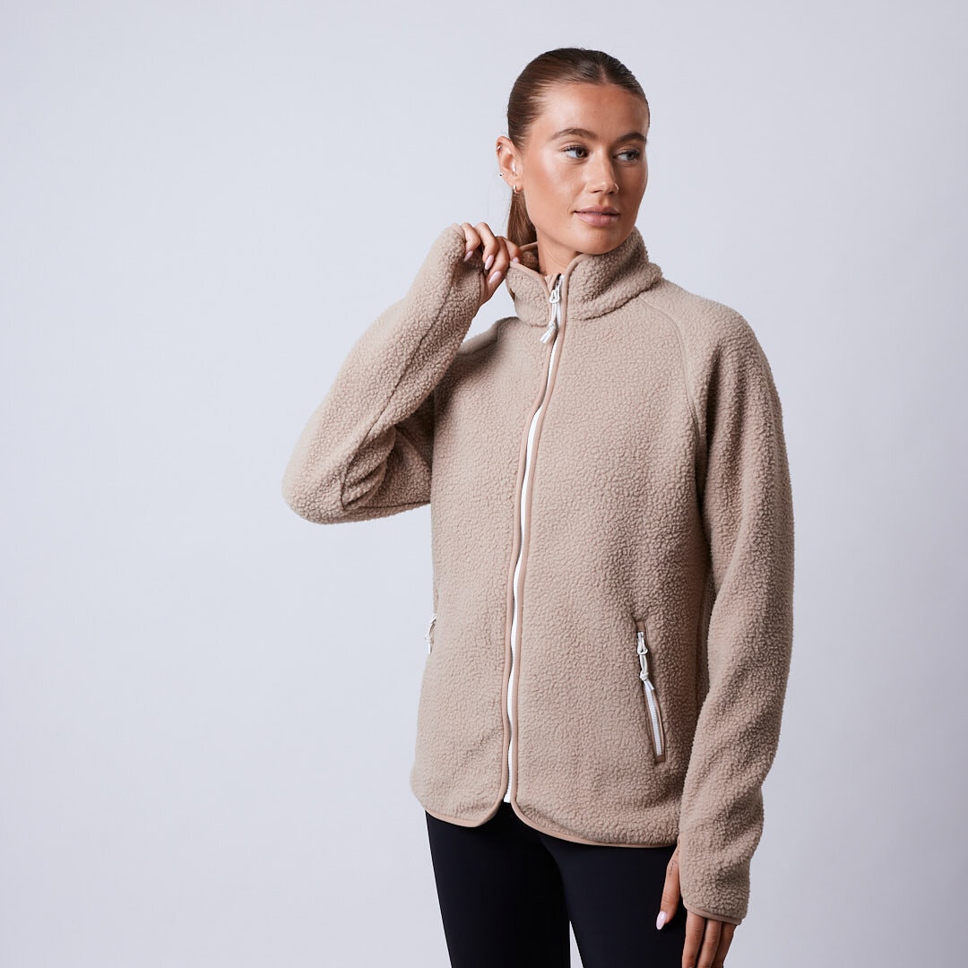 Line fleece jacket Beige