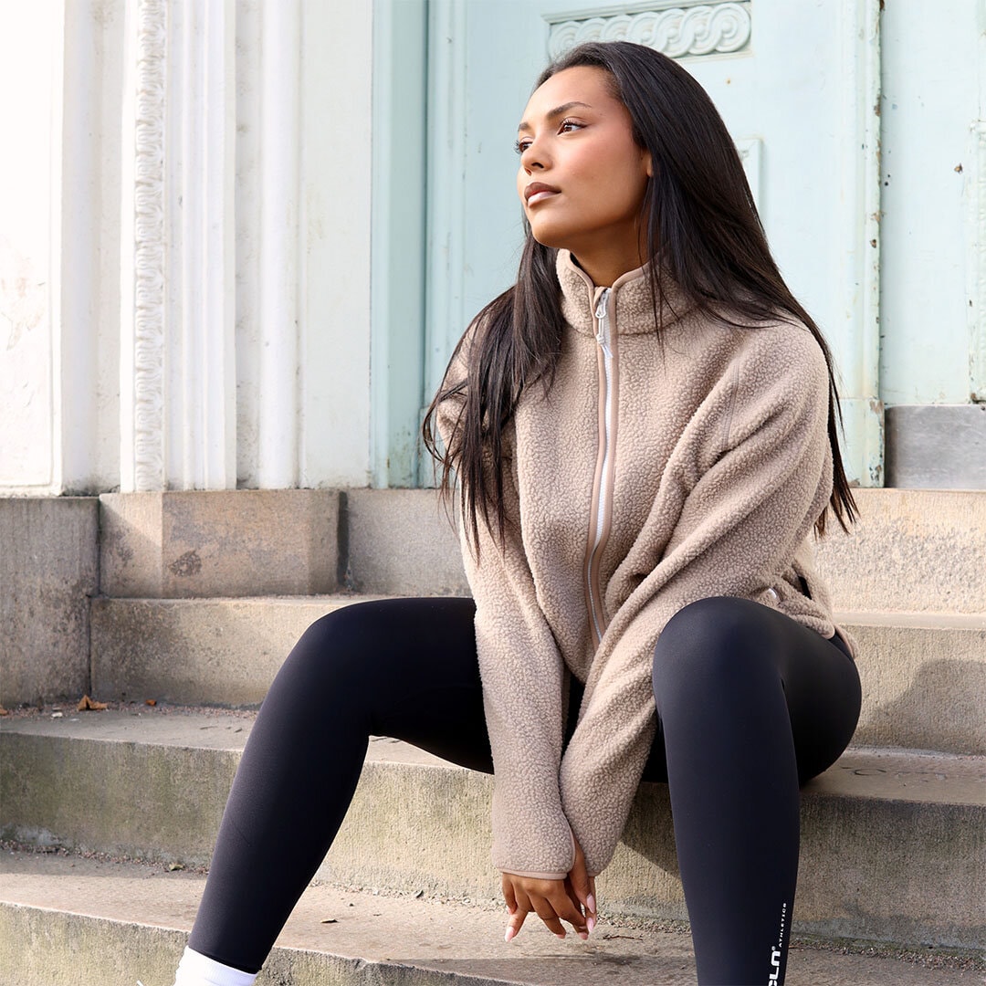 Line fleece jacket Beige