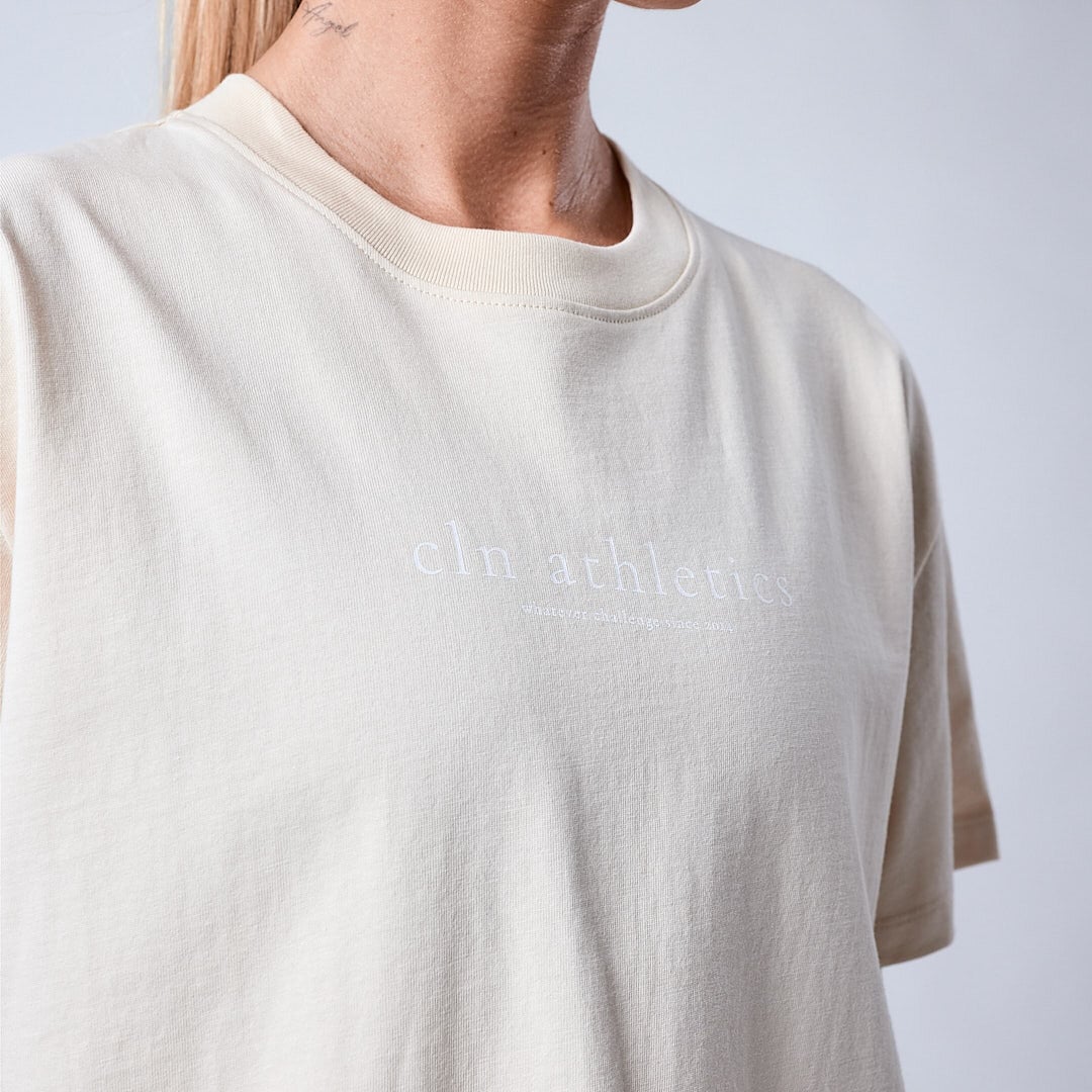 Core relaxed t-shirt print Wmn Cream white
