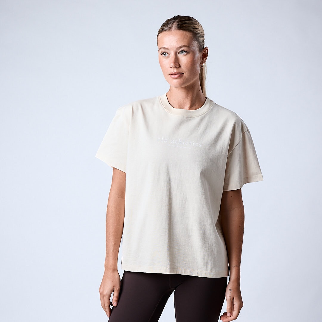 Core relaxed t-shirt print Wmn Cream white