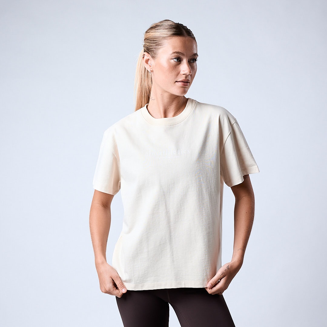 Core relaxed t-shirt print Wmn Cream white