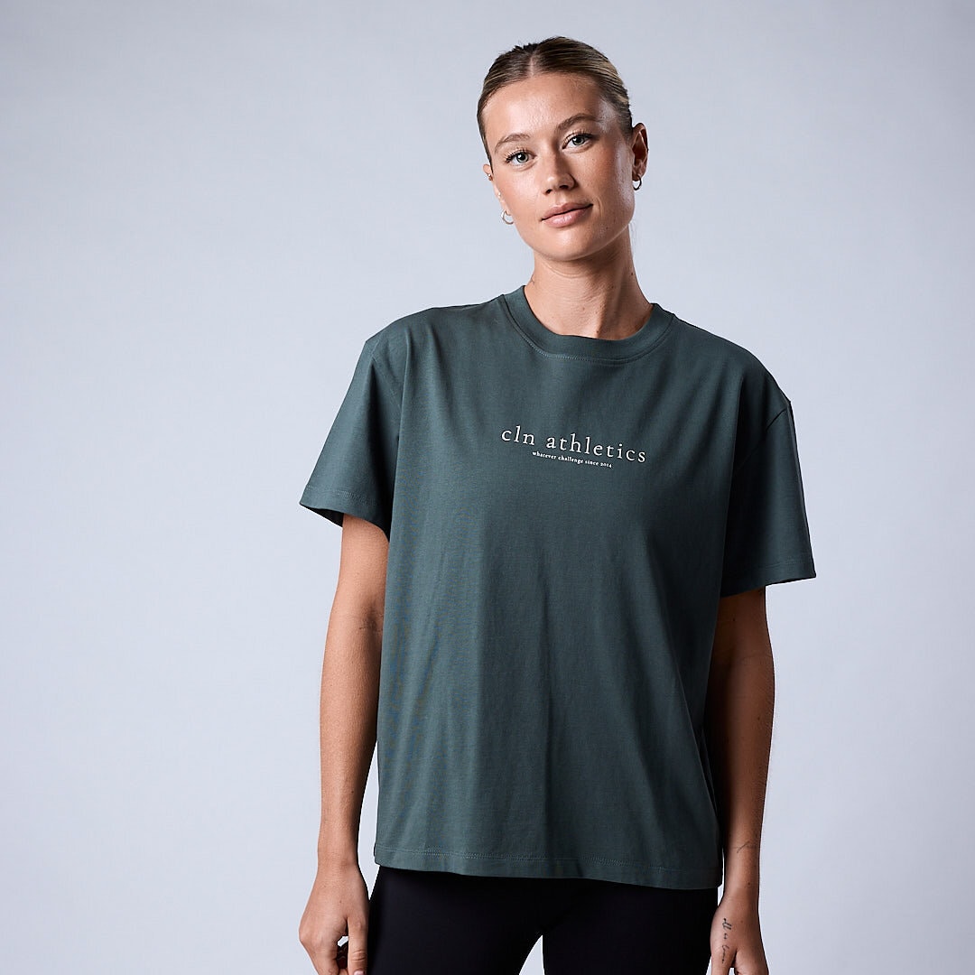 Core relaxed t-shirt print Wmn Moss green