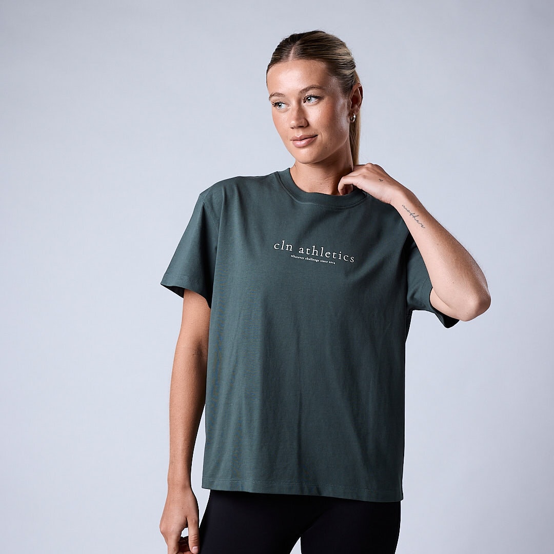 Core relaxed t-shirt print Wmn Moss green