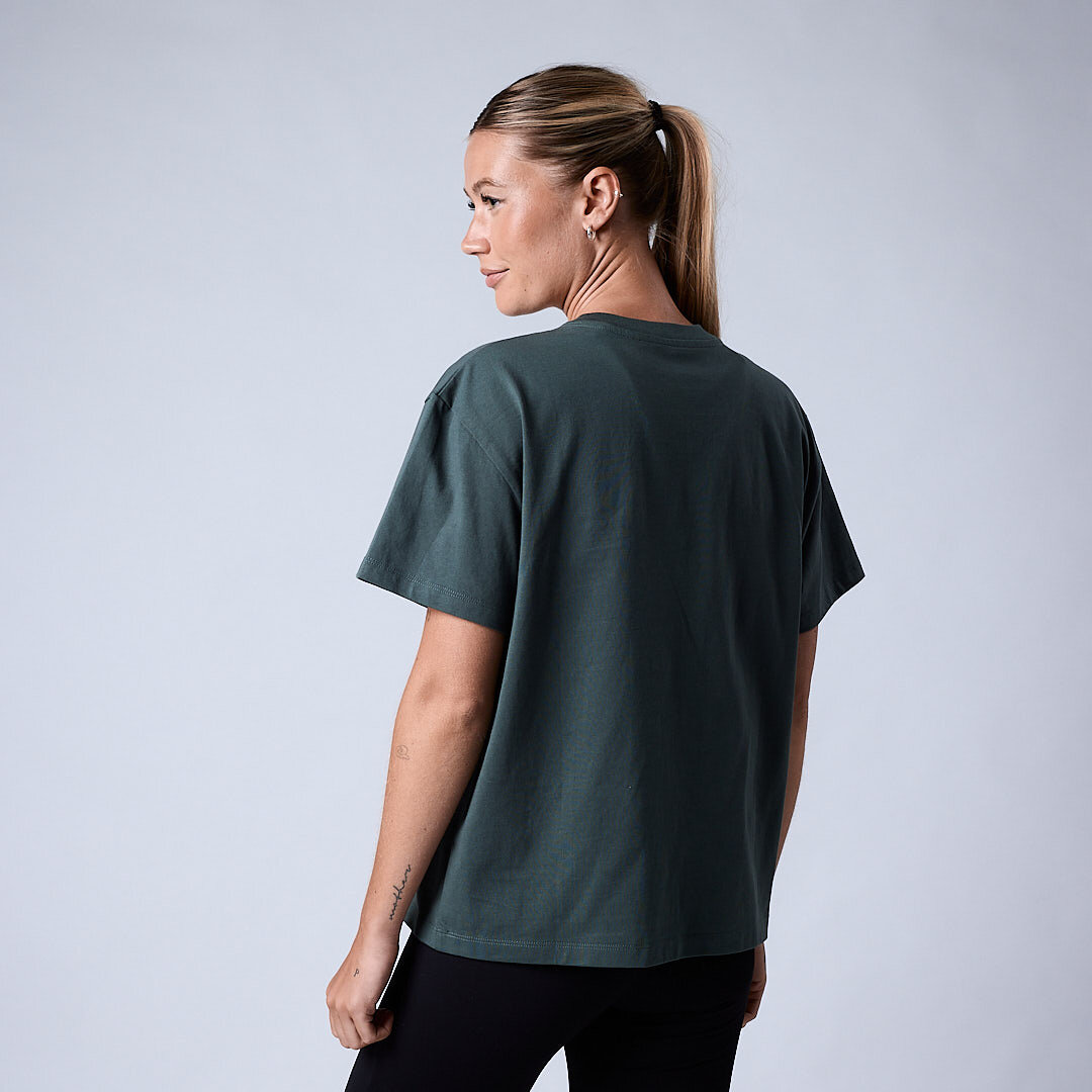 Core relaxed t-shirt print Wmn Moss green