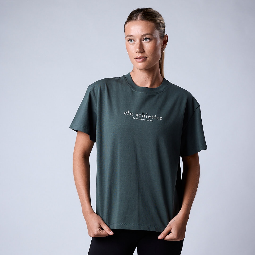 Core relaxed t-shirt print Wmn Moss green